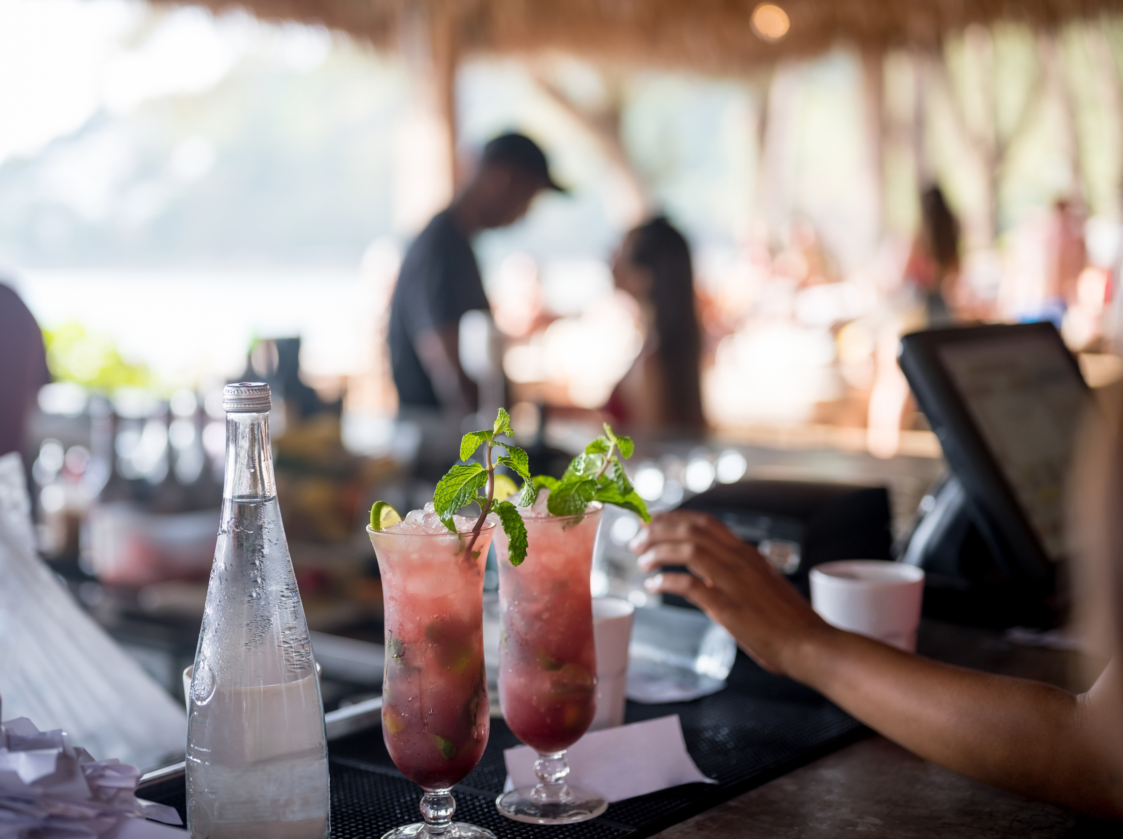 Cocktails at beach bar